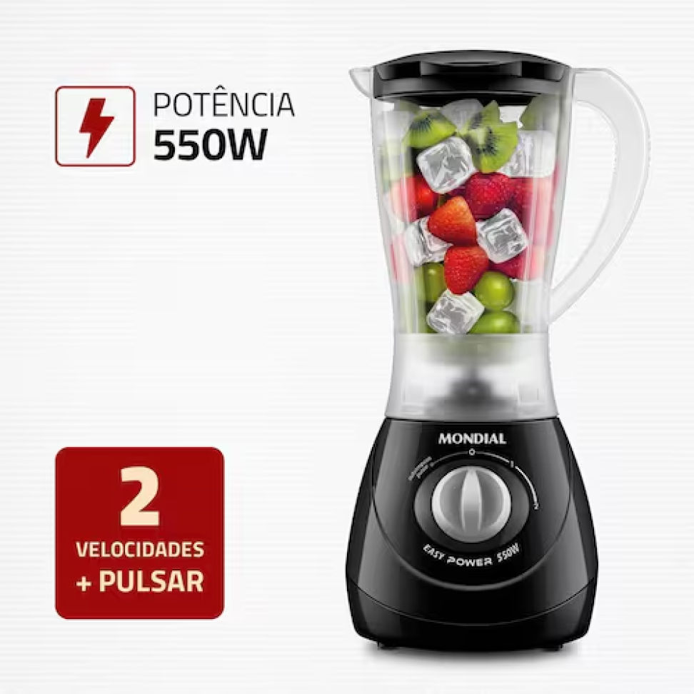 LIQUIDIFICADOR 2VEL MONDIAL EASY POWER L-550 550W