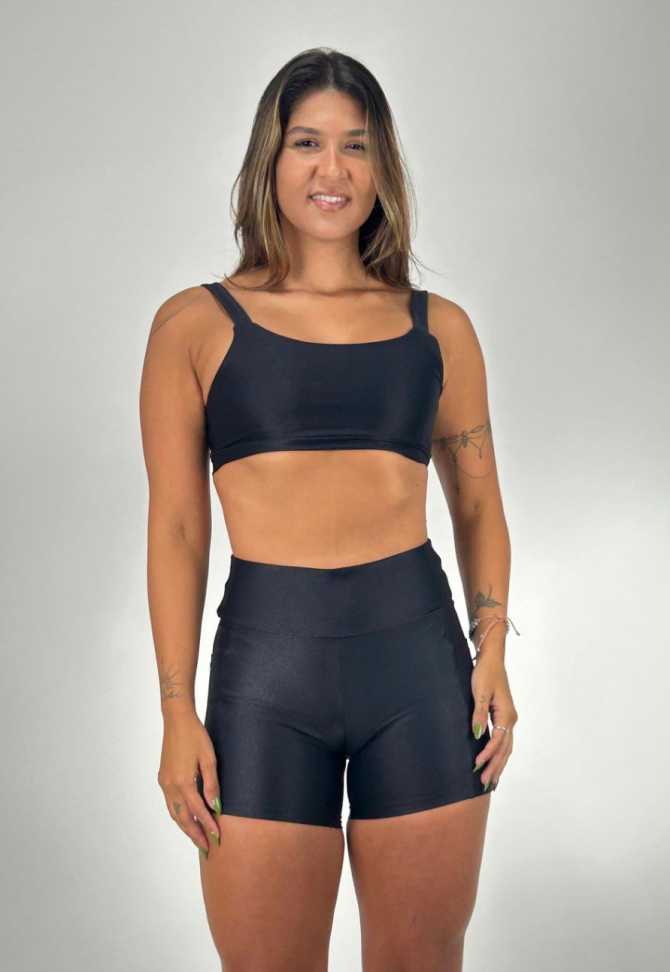 Conj. Short/bolso Aveludado Preto