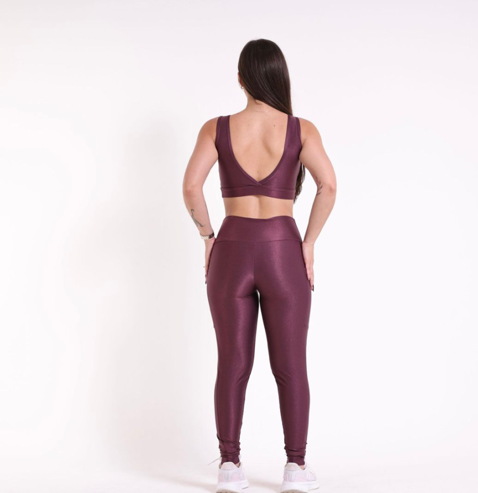 Conj. Legging/bolso Aveludado Vinho