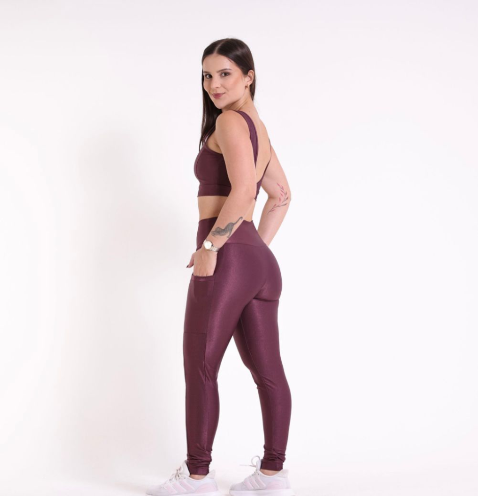 Conj. Legging/bolso Aveludado Vinho - #3