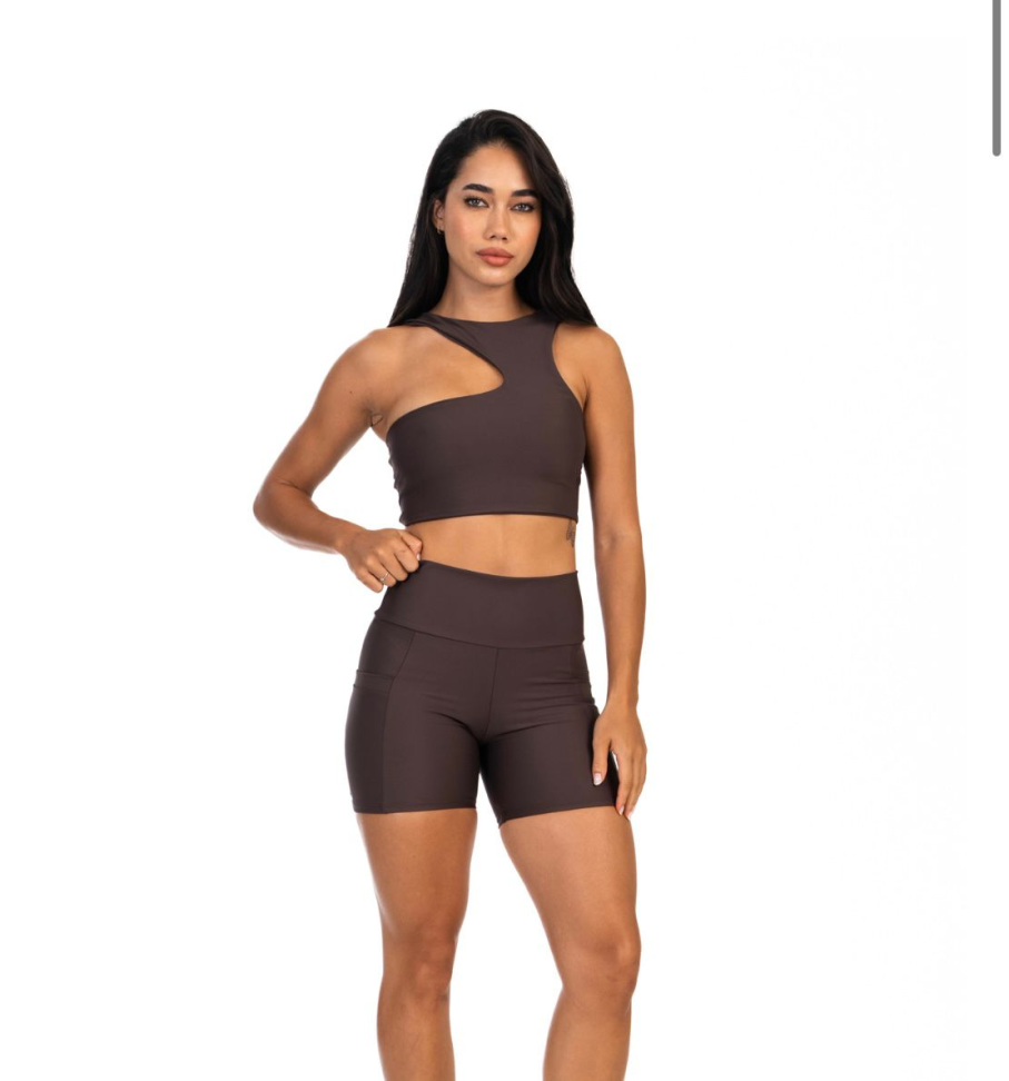 Conj. Short/bolso Poliamida Marrom