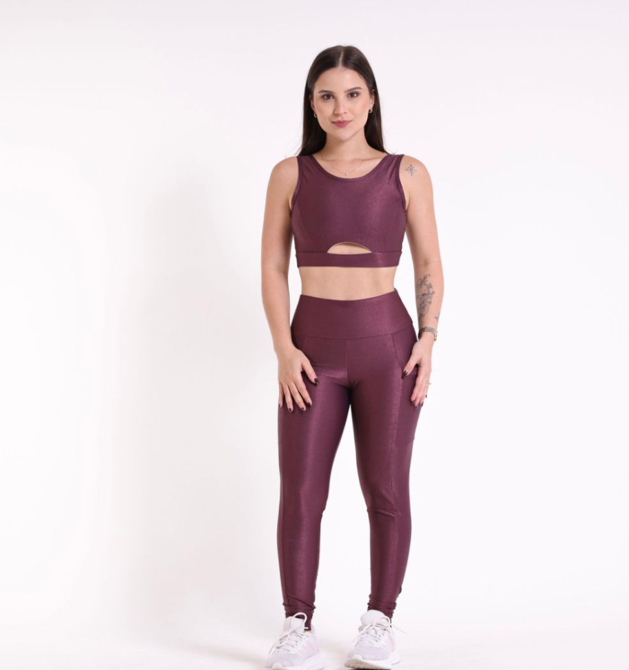 Conj. Legging/bolso Aveludado Vinho