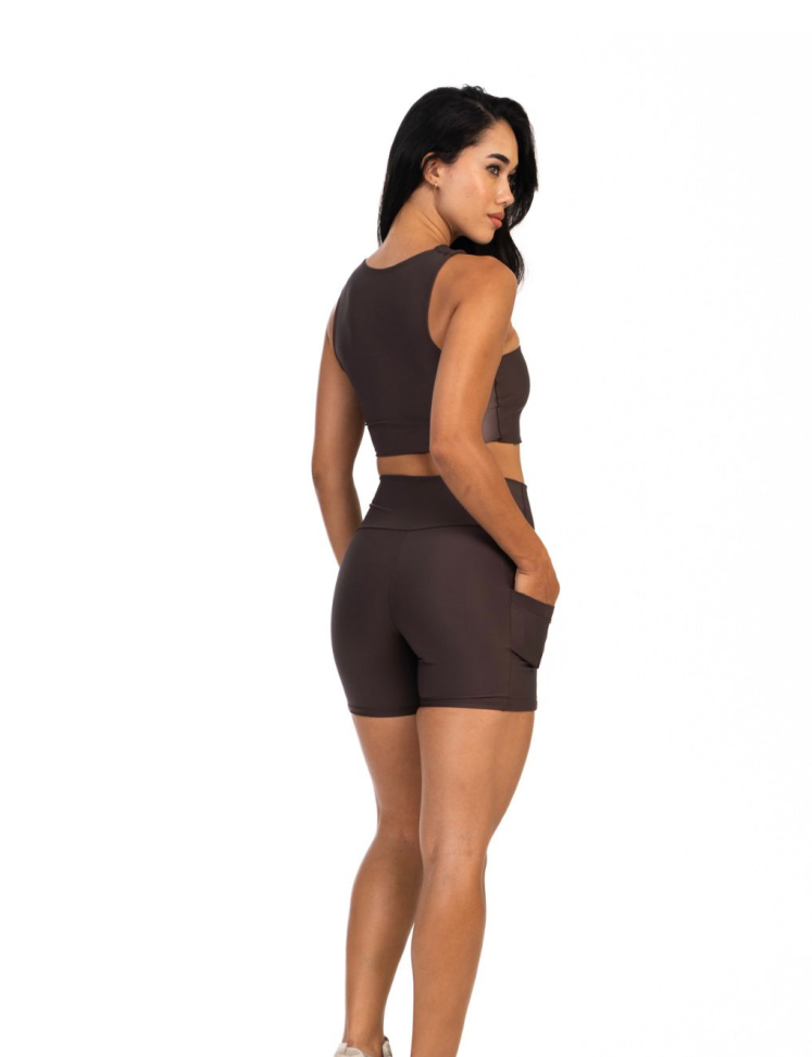Conj. Short/bolso Poliamida Marrom