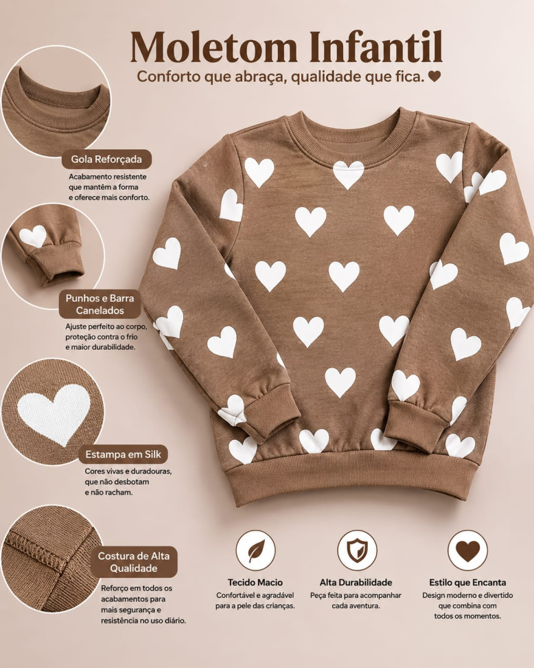 Moletom Infantil Coração