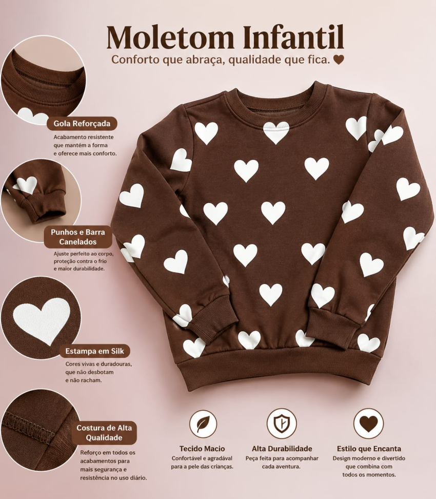 Moletom Infantil Coração