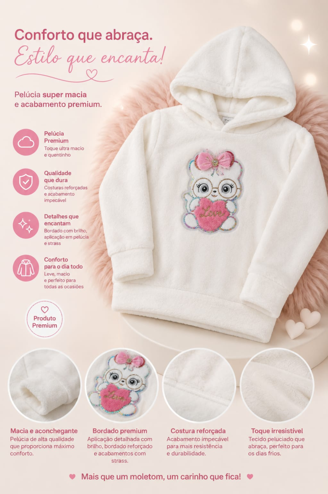 Casaco Premium Peluciado Infantil - Branco