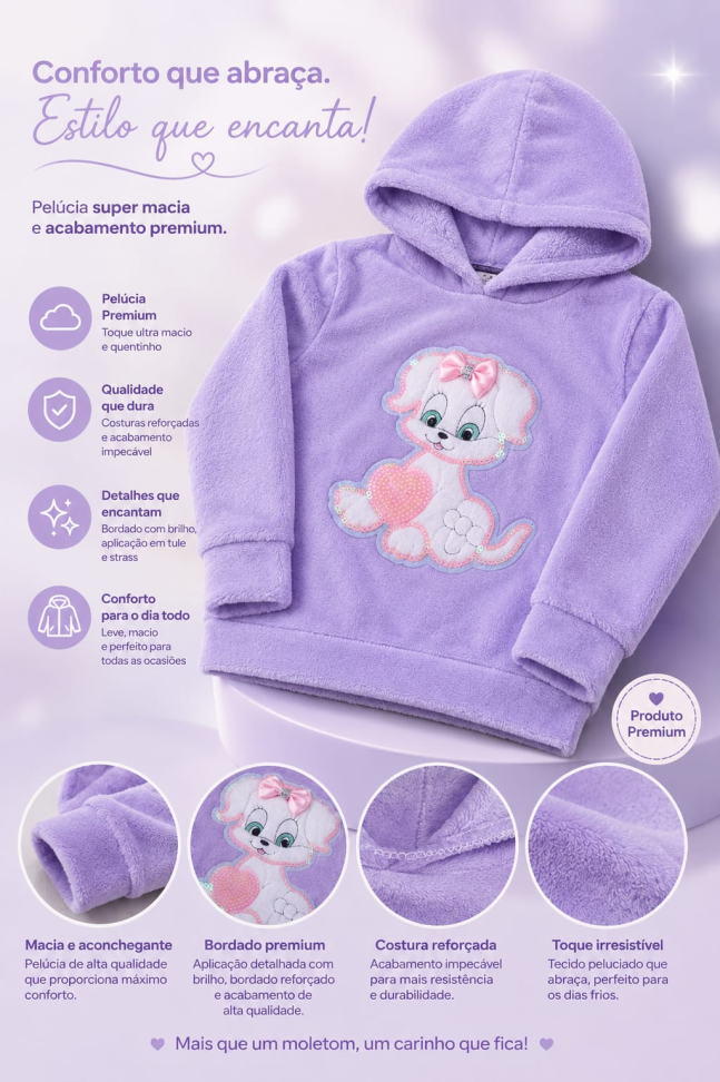 Casaco Premium Peluciado Infantil - Lilás