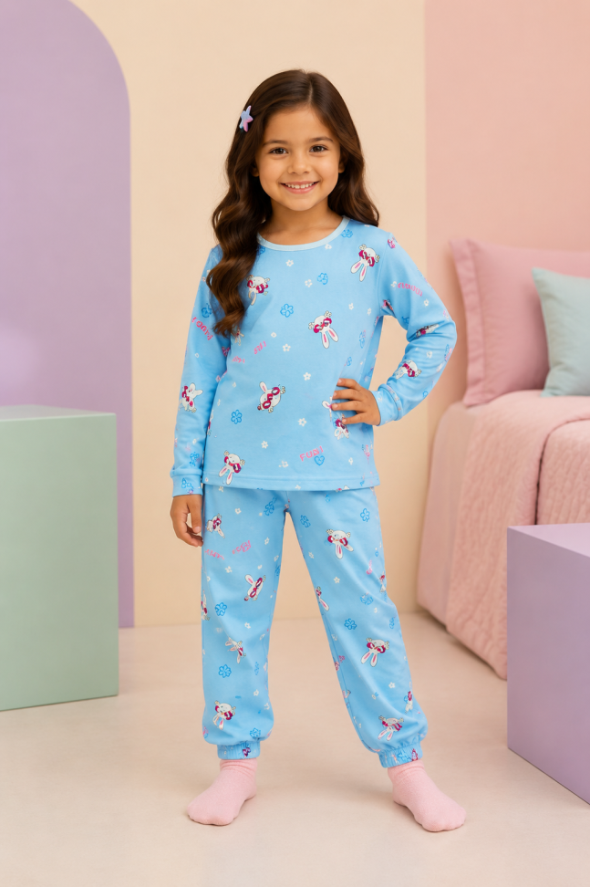 Pijama Infantil Azul - Gatinho