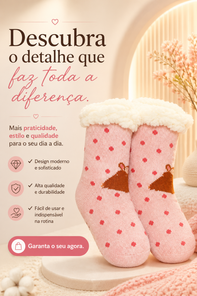 Meia Carneirinho Infantil Rosa