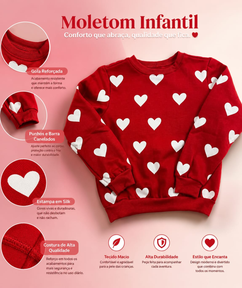 Moletom Infantil Coração