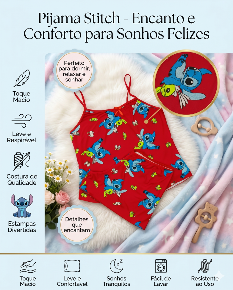 Baby Doll Soft Adulto Vermelho - Little Stitch