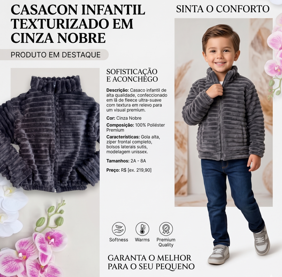 Casaco Peluciado Infantil Cinza - #3