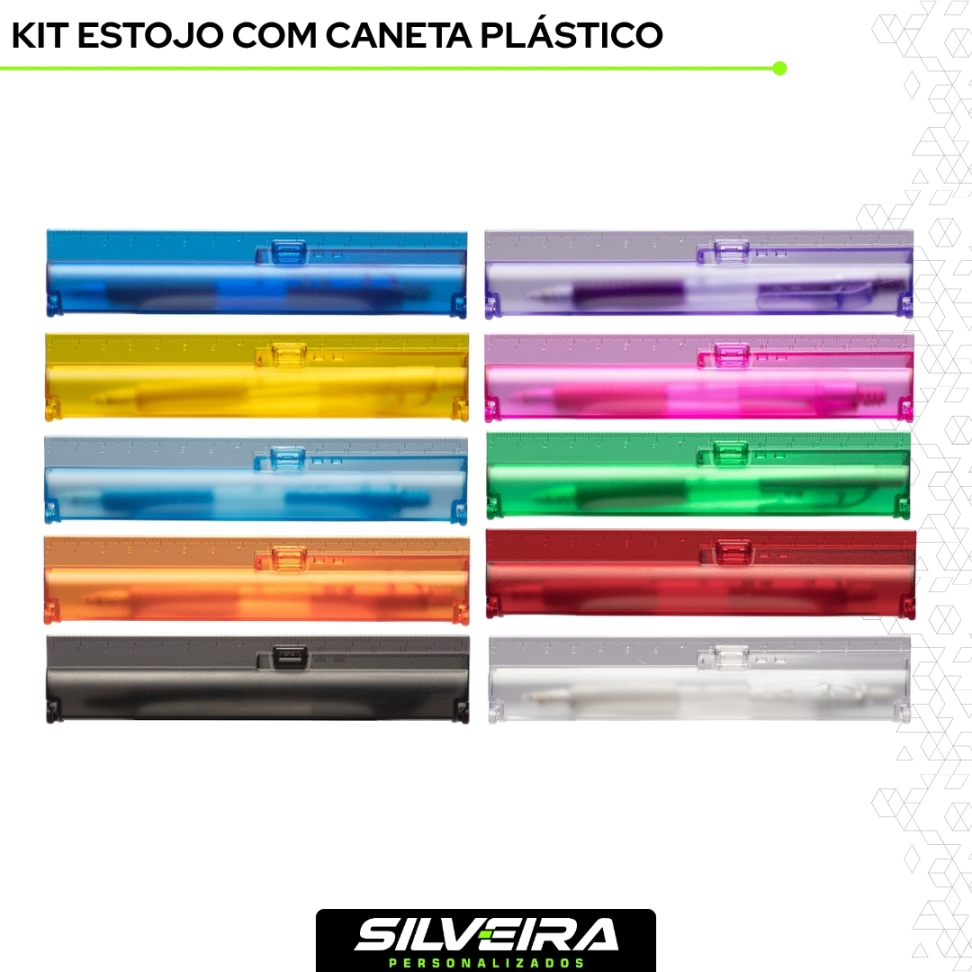 Kit Estojo Com Caneta Plástico