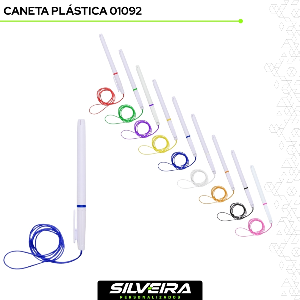 Caneta Plástica com Cordão 01092
