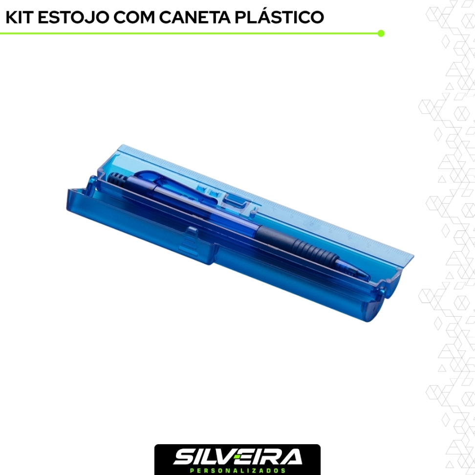 Kit Estojo Com Caneta Plástico