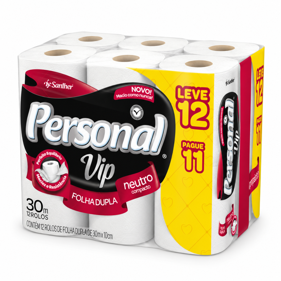 Papel Higiênico Personal Vip FD 30m Leve 12 Pague 11