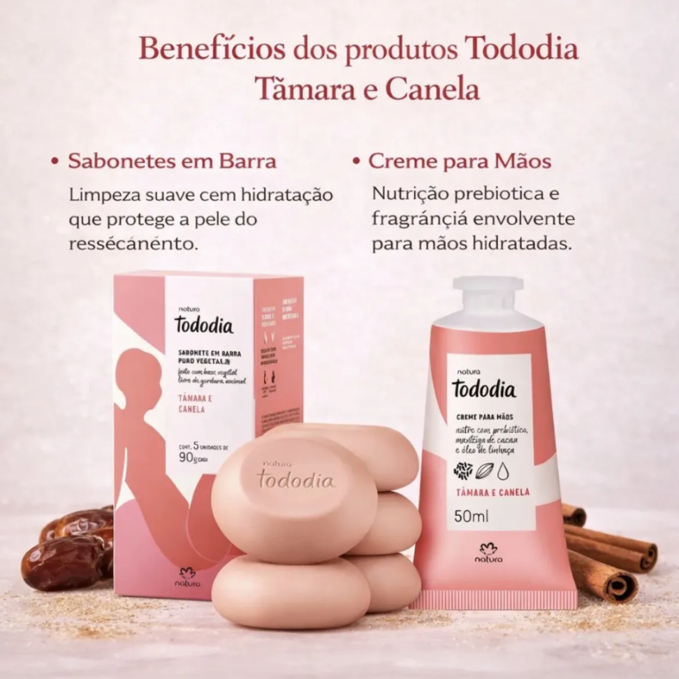 KIT NATURA TAMARA E CANELA CREME MAO SABONETE C