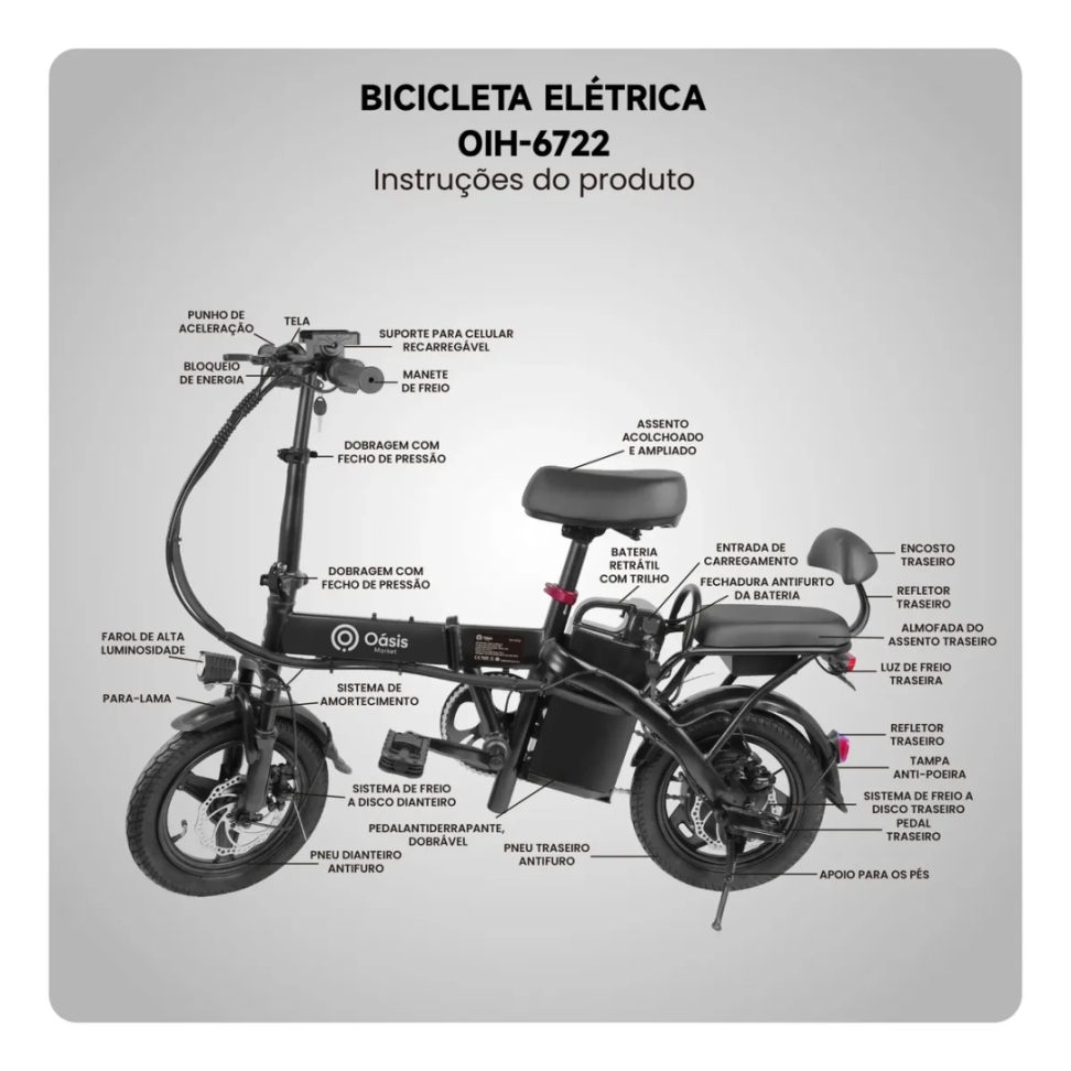 BICICLETA ELETRICA SCOOTER OIH-6722