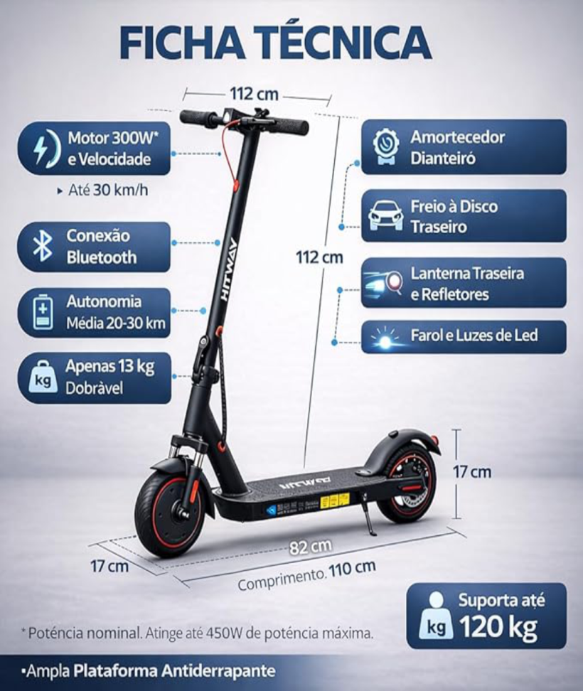 PATINETE ELETRICO H15 PRO BATERIA 36V 78AH