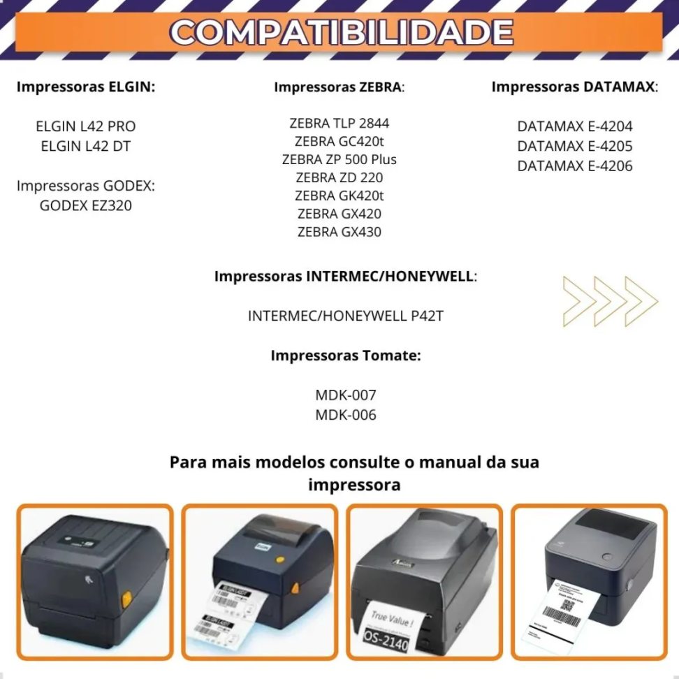 ROLOS ETIQUETA 60X40 TÉRMICA 21 MT ELGIN L42 L42
