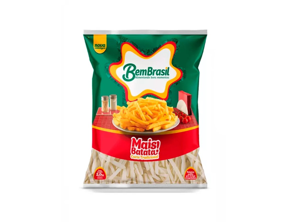 BATATA PALITO CONGELADA PRÉ FRITA 9 MM CORTE TRADICIONAL MAIS BATATA BEM BRASIL 2 KILO (CX 7 PCT)