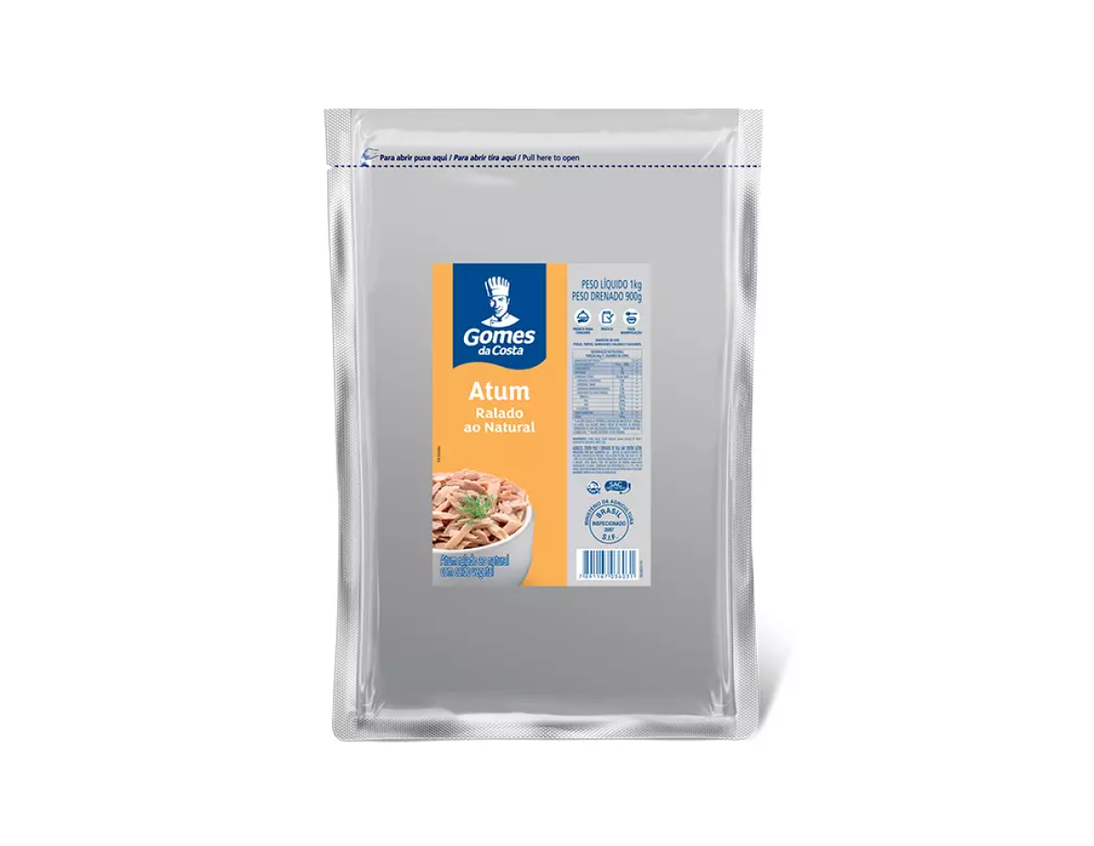 ATUM GRANDE RALADO AO NATURAL POUCH GOMES DA COSTA 1 KILO
