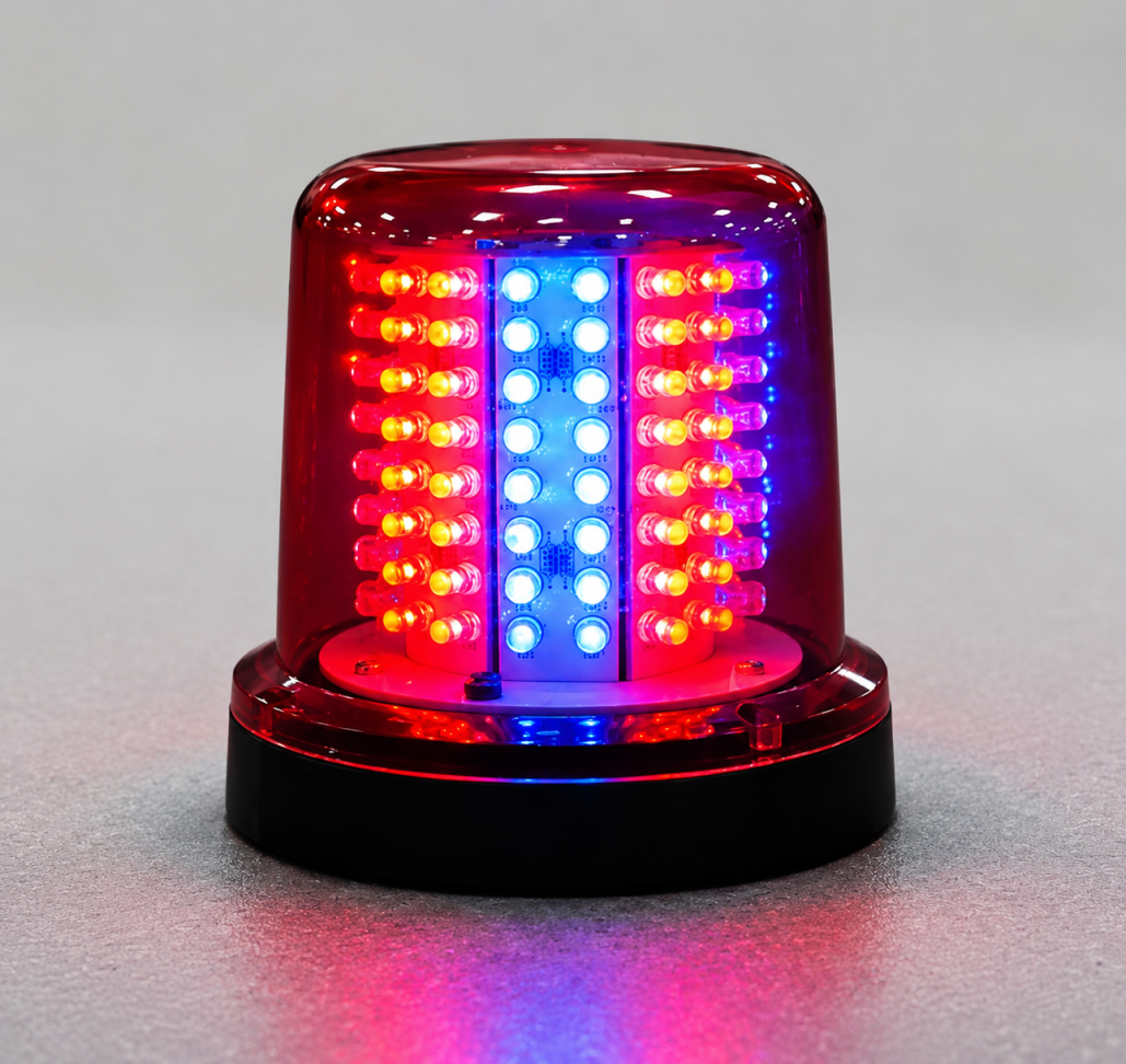 Giroled Giroflex redondo fixação por parafusos 128 leds 12v azul vermelho