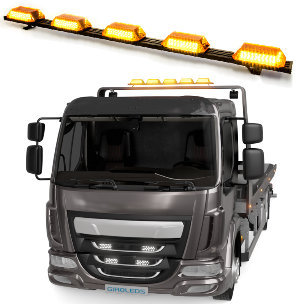 Giroflex 1.20mt 5 cúpulas 324 leds 12vcc 24vcc âmbar