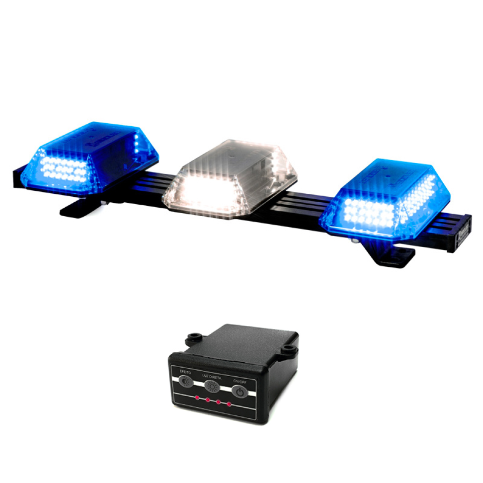 Giroled giroflex sinalizador barra 60cm cúpula 12v 24v Azul e branco