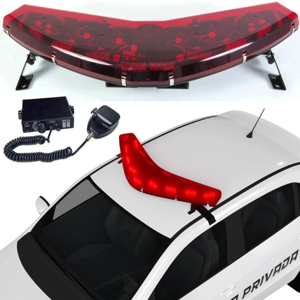 Giroflex 12v Arco completo vermelho Sirene integrada Rádio Engate