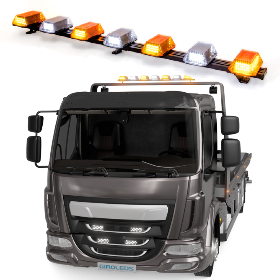 Giroflex 1.50mt 7cúpulas 354 leds 12vcc ou 24vcc âmbar e branco