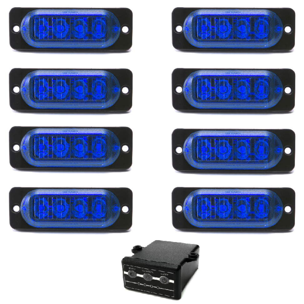 kit 8 estrobo led SMD 12v ou 24v azul  2w