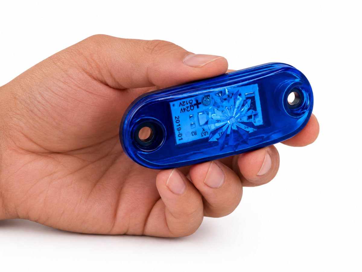 Sinaleira lanterna led SMD delimitadora Bivolt 12v 24v azul 0,5w