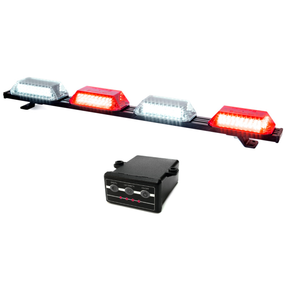Giroflex 1.0mt 4 cúpulas 264 leds 12vcc 24vcc vermelho e branco
