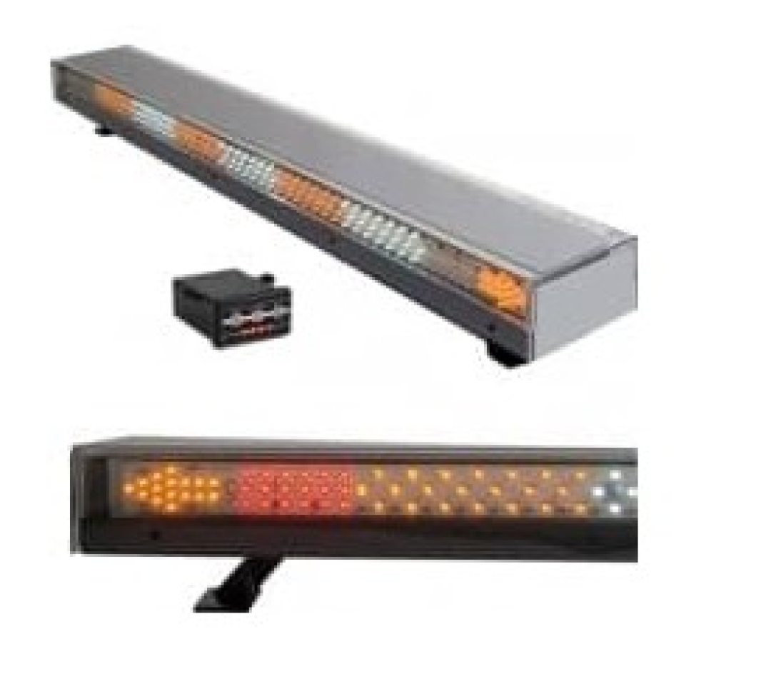 Giroled giroflex sinalizador barra 1.20mt 12v 24v bicolor com sinaleira pisca