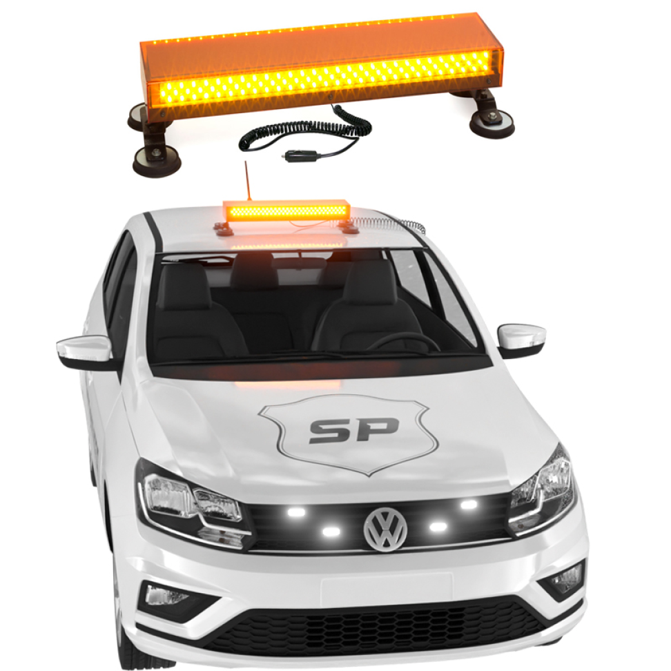 Giroled giroflex sinalizador barra 60cm imã e plug 12v âmbar