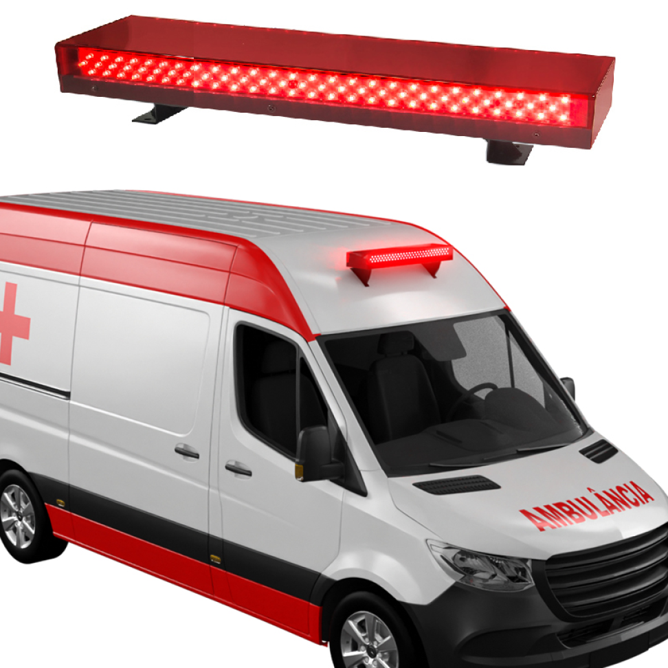 Giroled Giroflex sinalizador barra 60cm 12v Vermelho