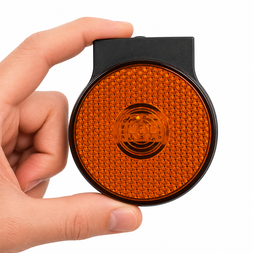 Lanterna Led 65mm com Suporte Âmbar Carreta Caminhão Bivolt 12v 24v