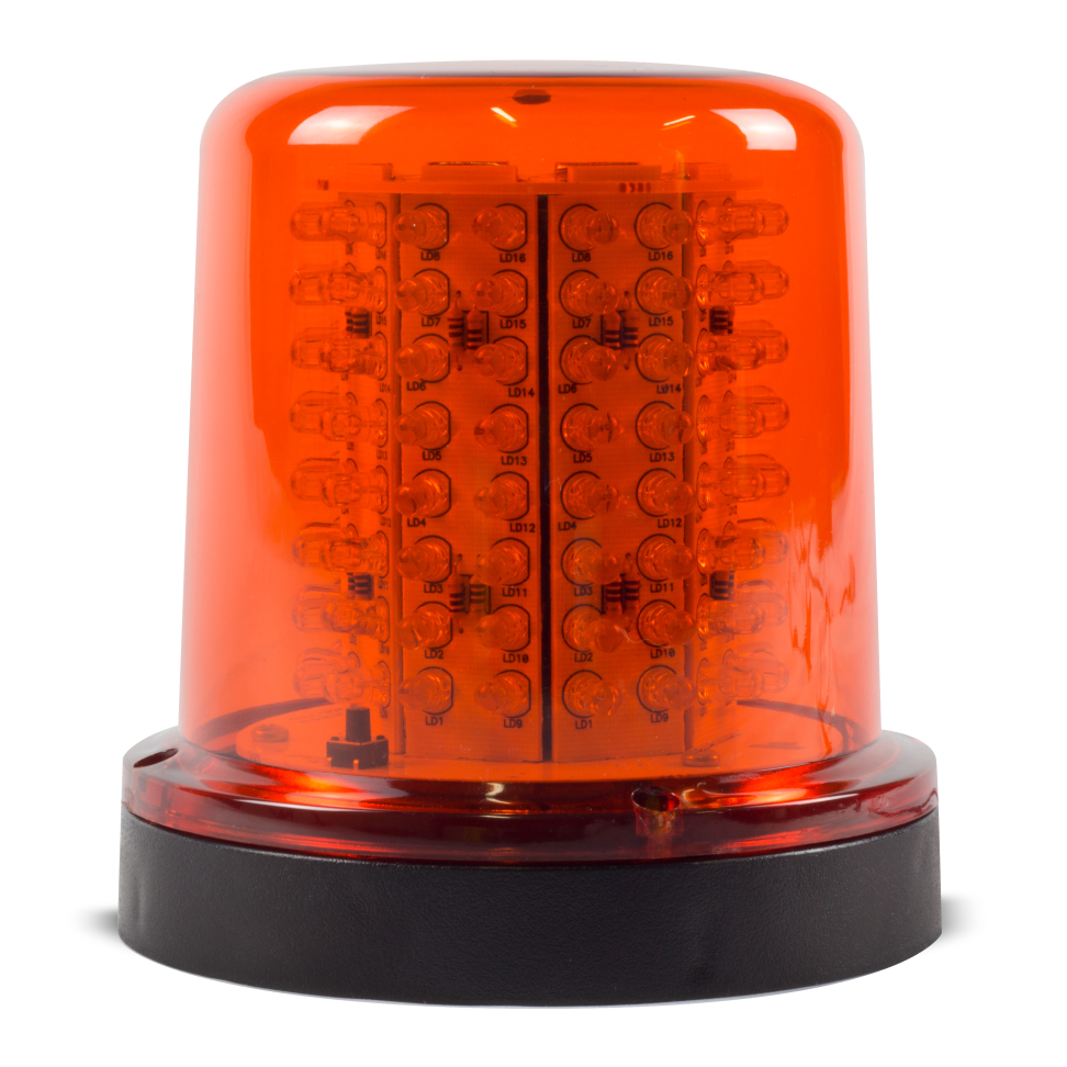 Giroled redondo fixação por parafusos 128 leds 12v 24v âmbar