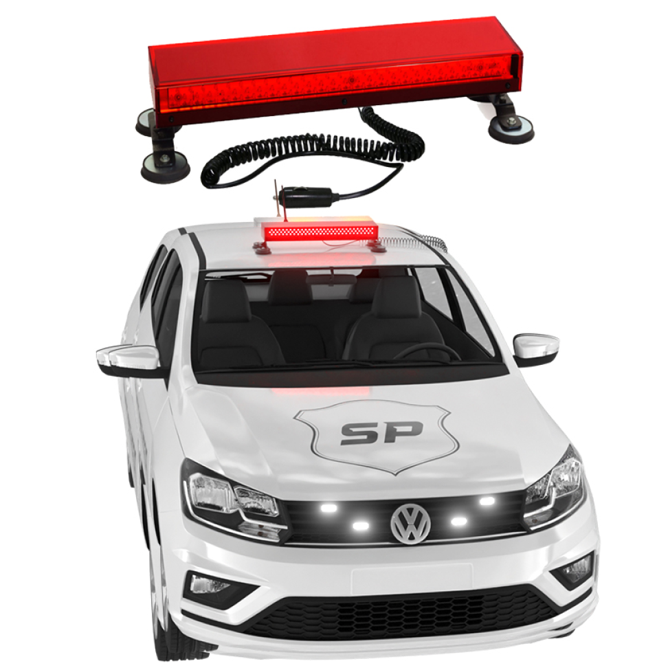 Giroled giroflex sinalizador barra 60cm imã e plug 12v vermelho