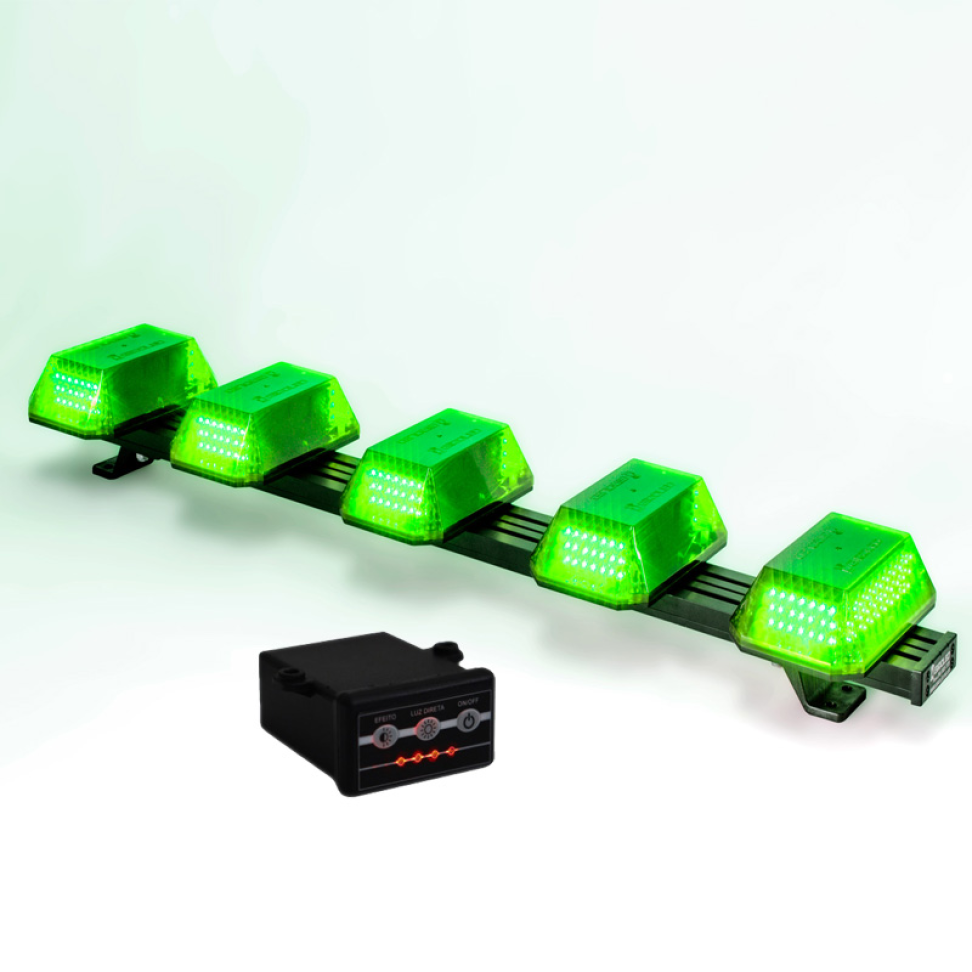 Giroflex 1.0mt 5 cúpulas 180 leds 12vcc 24vcc verde