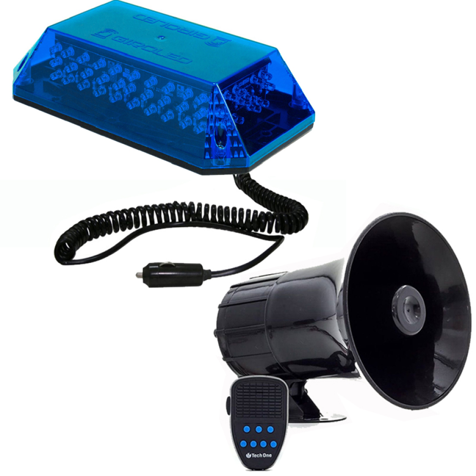 Giroled cúpula azul com imã e plug e sirene 12v