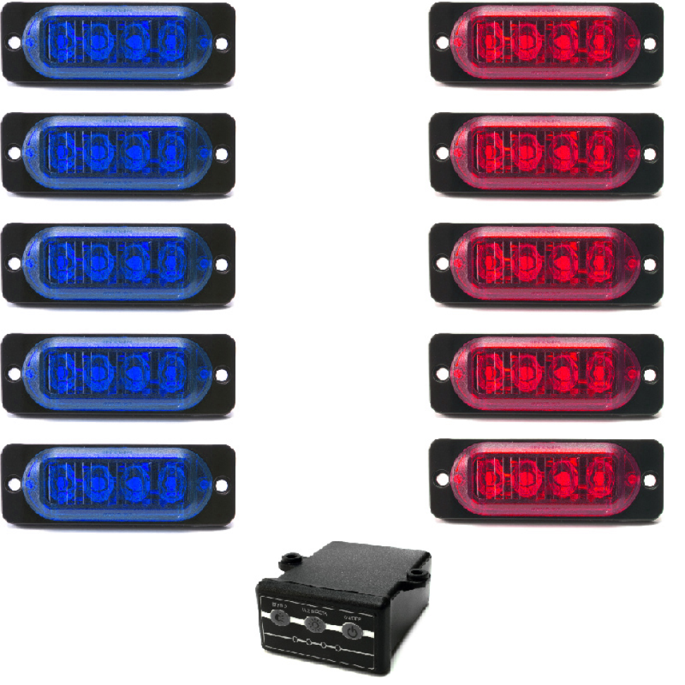 kit 10 estrobo led SMD 12v ou 24v vermelho e azul 2w
