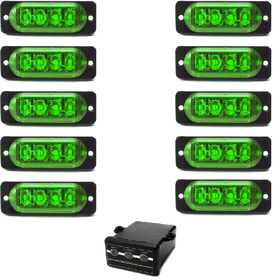 kit 10 estrobo led SMD 12v ou 24v verde 2w