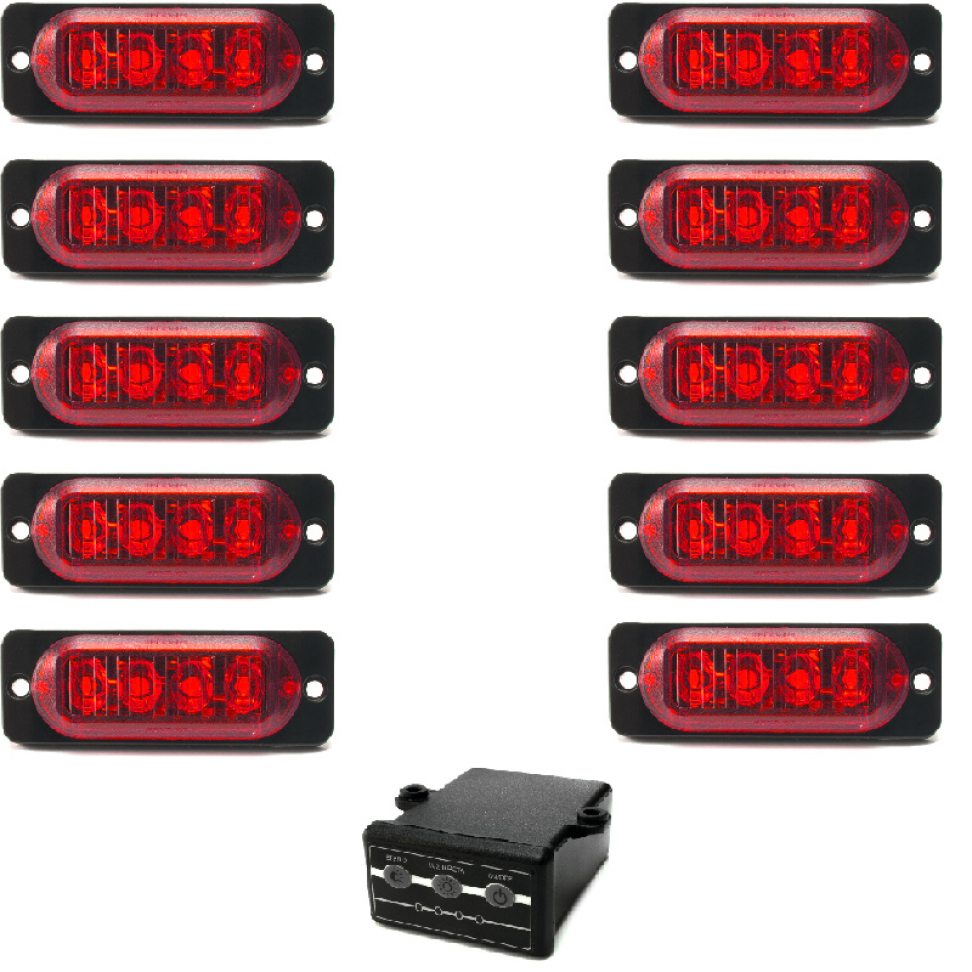 kit 10 estrobo led SMD 12v ou 24v vermelho 2w