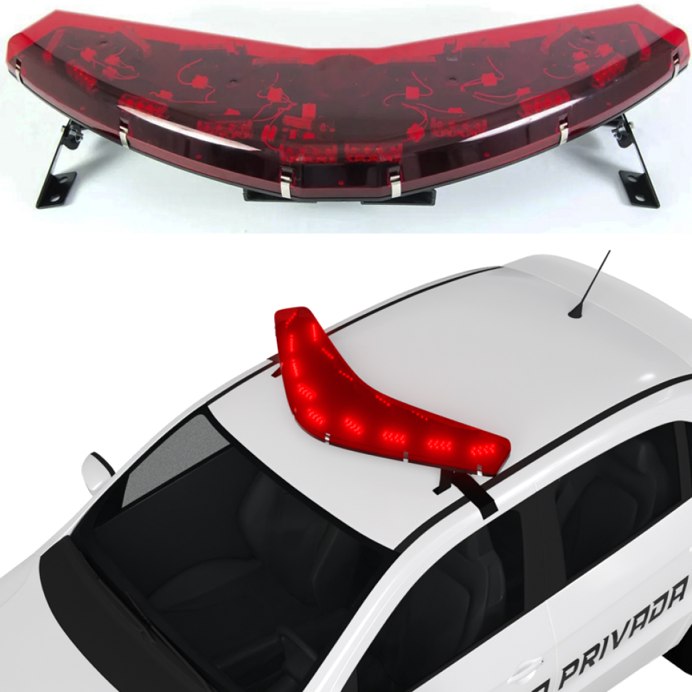 Giroflex Estrobo 12v Arco vermelho Segurança Escolta Sem Sirene