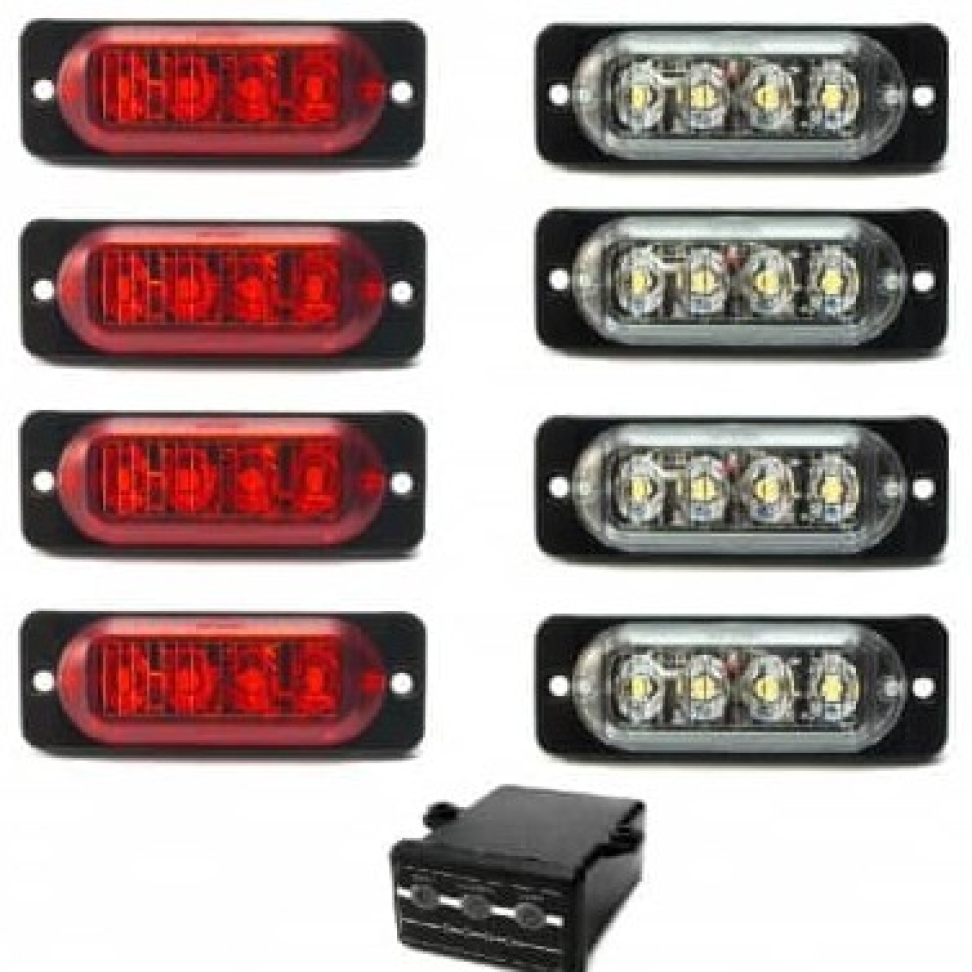 kit 8 estrobo led SMD 12v ou 24v branco e vermelho 2w 12v ou 24v 2w