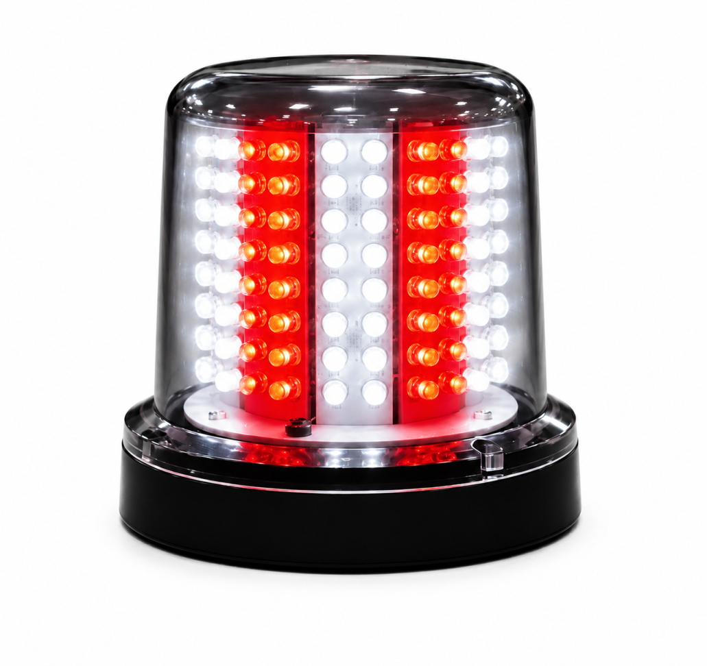 Giroled Giroflex redondo fixação por parafusos 128 leds 12vcc ou 24vcc branco e vermelho