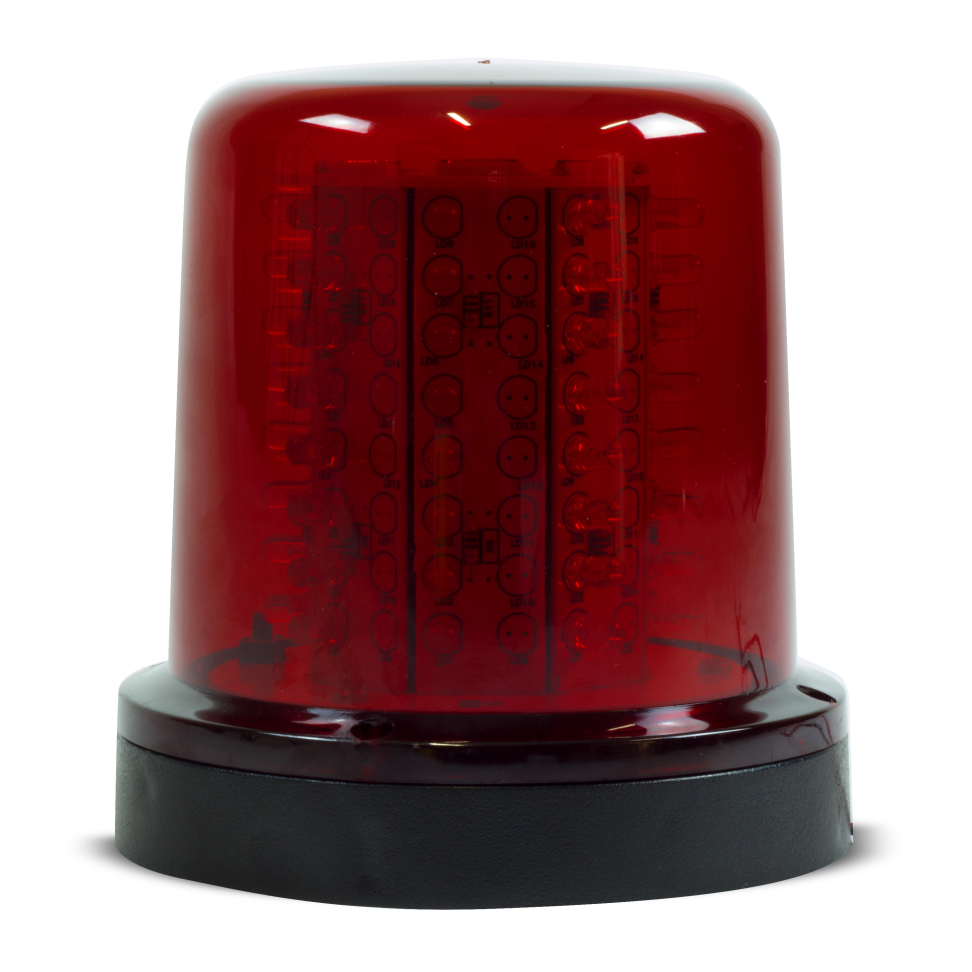Giroled redondo fixação por parafusos 64 leds 12v 24v vermelho