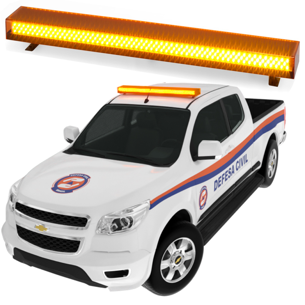 Giroled giroflex sinalizador barra 1.20mt 12v 24v âmbar engate rápido